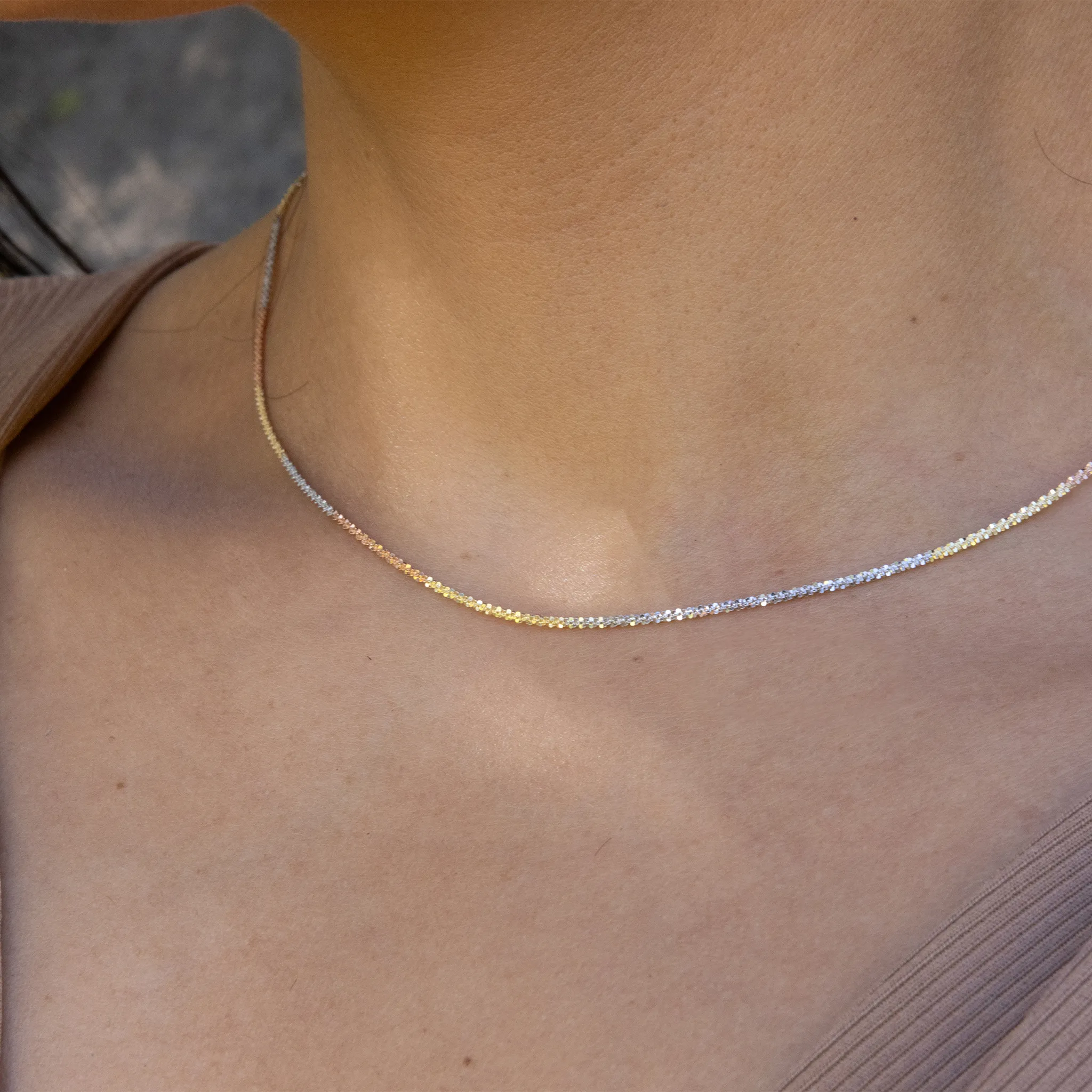 1.0mm Margarita Chain in Tri Color Gold