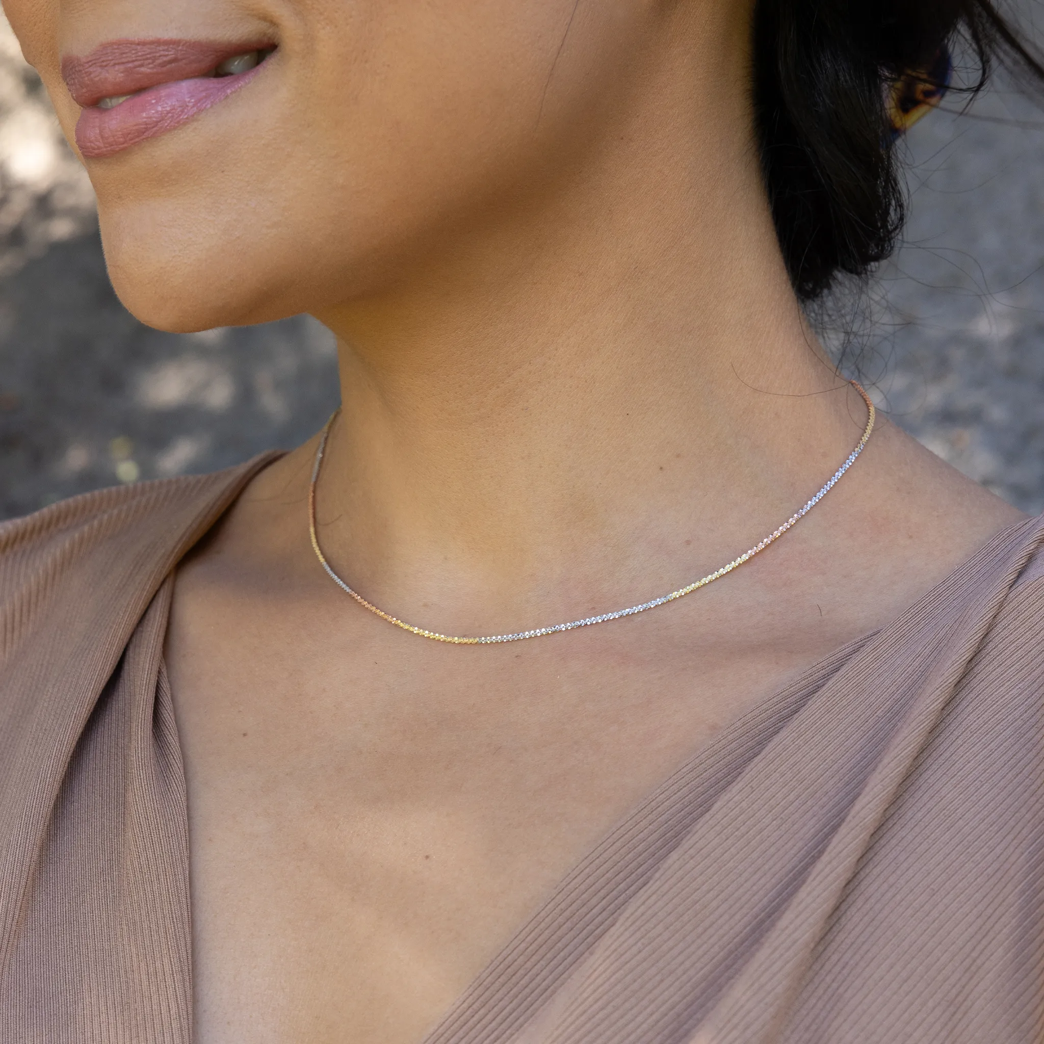 1.0mm Margarita Chain in Tri Color Gold