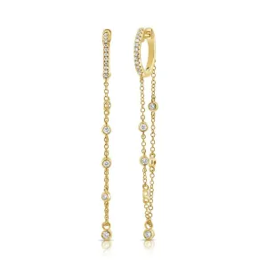 14k Gold 0.32Ct Diamond Dangle Chain Earring with 36 Diamonds, available in White, Rose and Yellow Gold