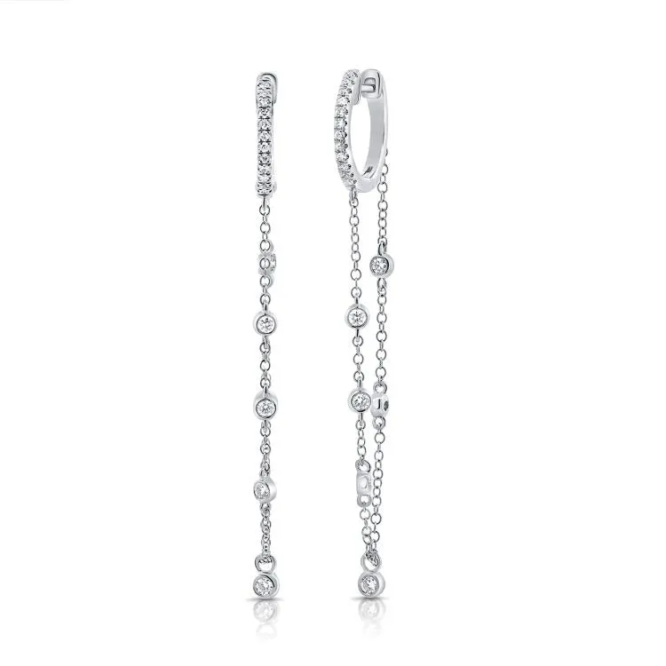 14k Gold 0.32Ct Diamond Dangle Chain Earring with 36 Diamonds, available in White, Rose and Yellow Gold