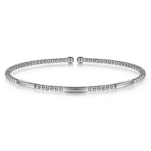14K Gold Bujukan Bead Open Bangle, Available in White, Rose and Yellow Gold