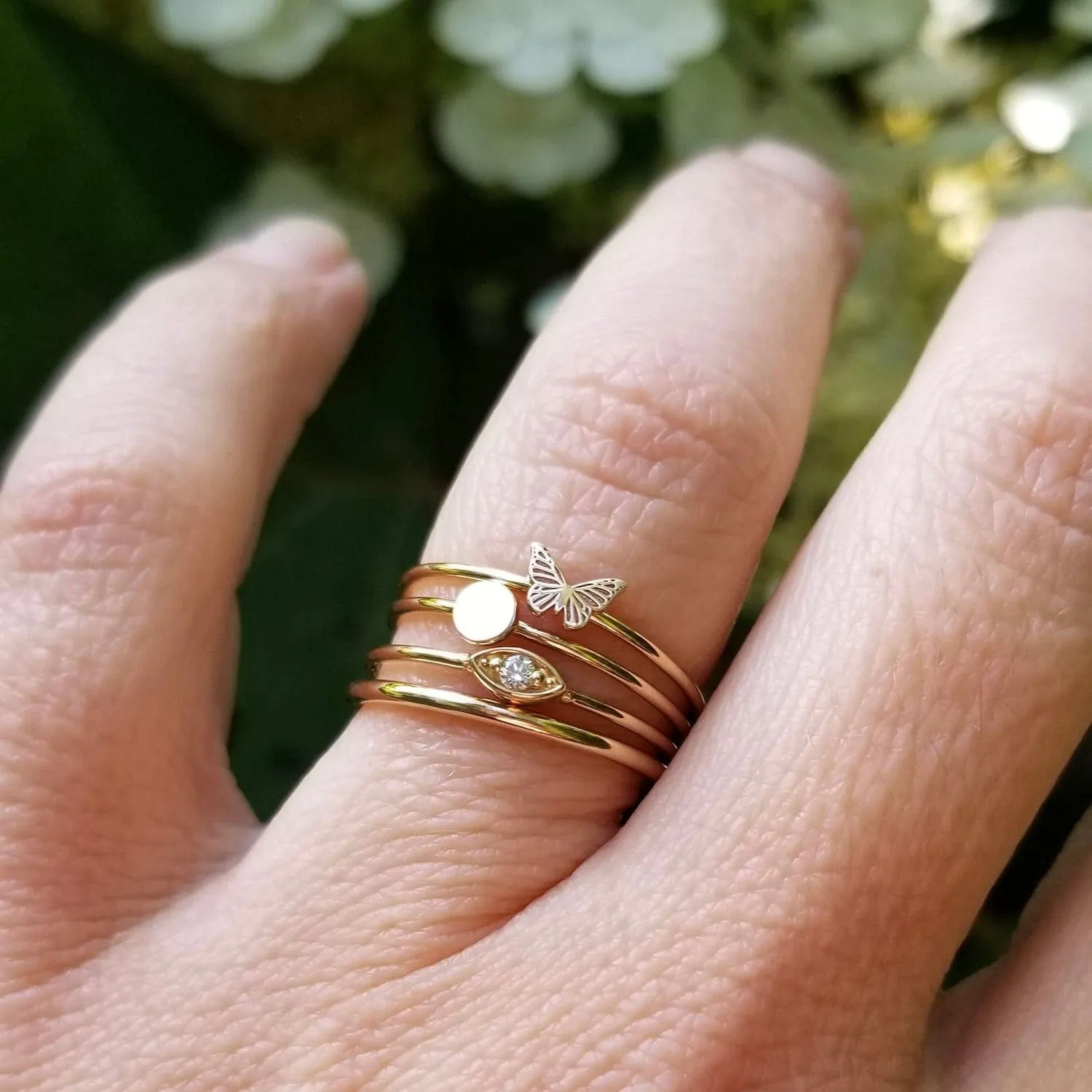 14K Gold Itty Bitty Round Disc Stacking Ring