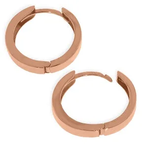 14K Solid Rose Gold 19.00 mm Diameter Hoop Huggie Earrings