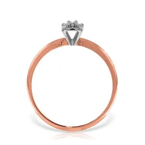14K Solid Rose Gold Solitaire Ring w/ 0.05 Carat Natural Diamond