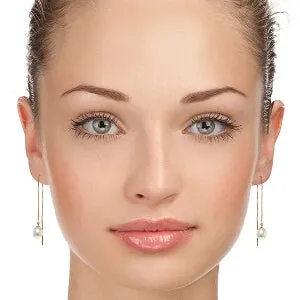 14K Solid Rose Gold Threaded Dangles Earrings Pearl Gemstone