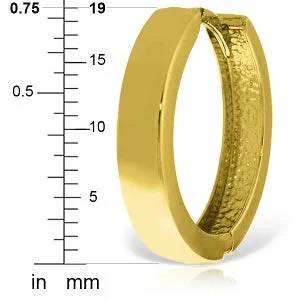 14K Solid Yellow Gold 19.00 mm Diameter Hoop Huggie Earrings