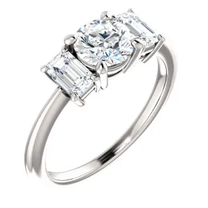 14K White Gold Round Engagement Ring 121986:448:P