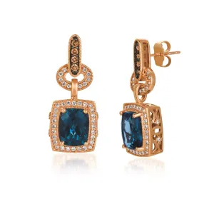 14KR Topaz & Chocolate Diamond Earrings