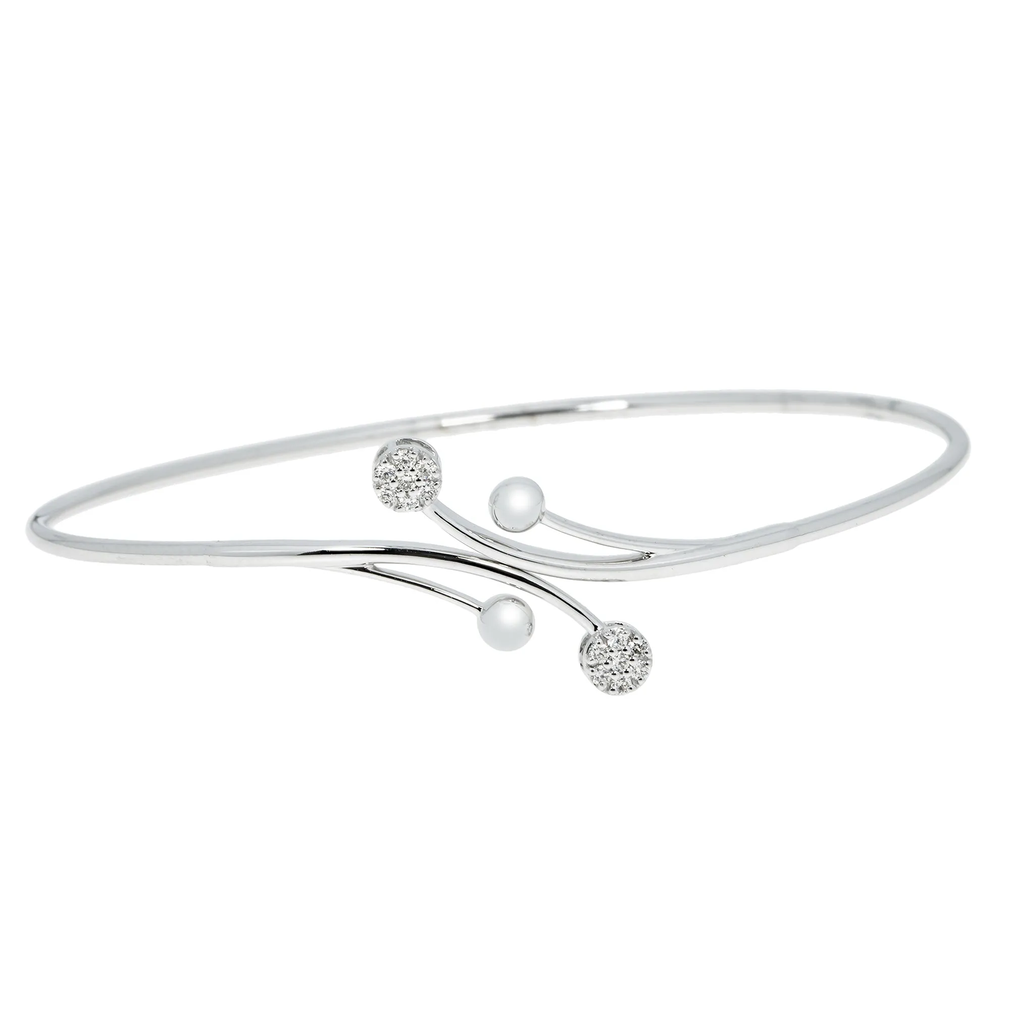 18K White Gold & 0.11 ct Diamond Bangle (4.07 grams)