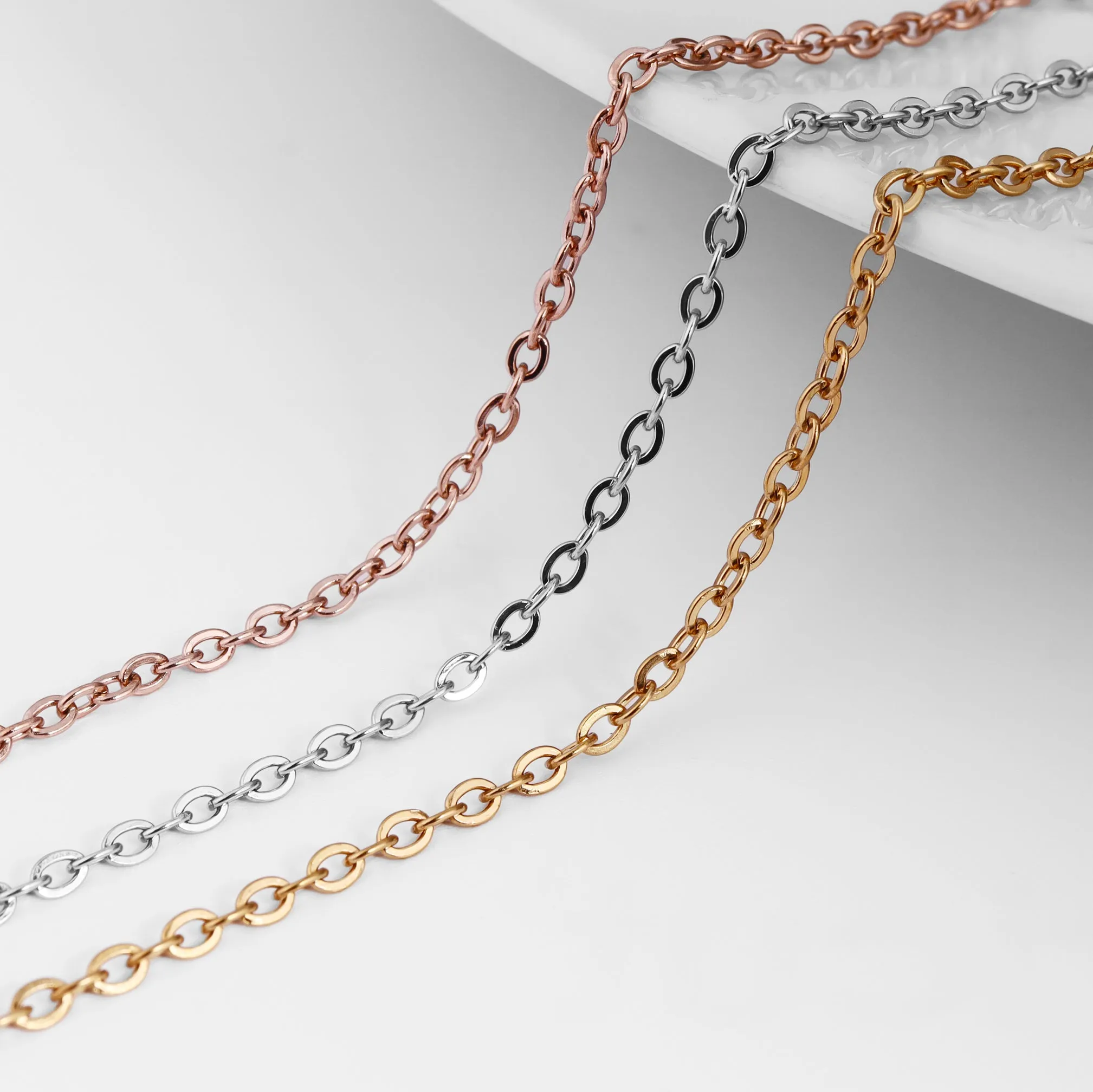2mm Stainless Steel Oval Loop Permanent Jewelry Chain By The Foot / SPL1009