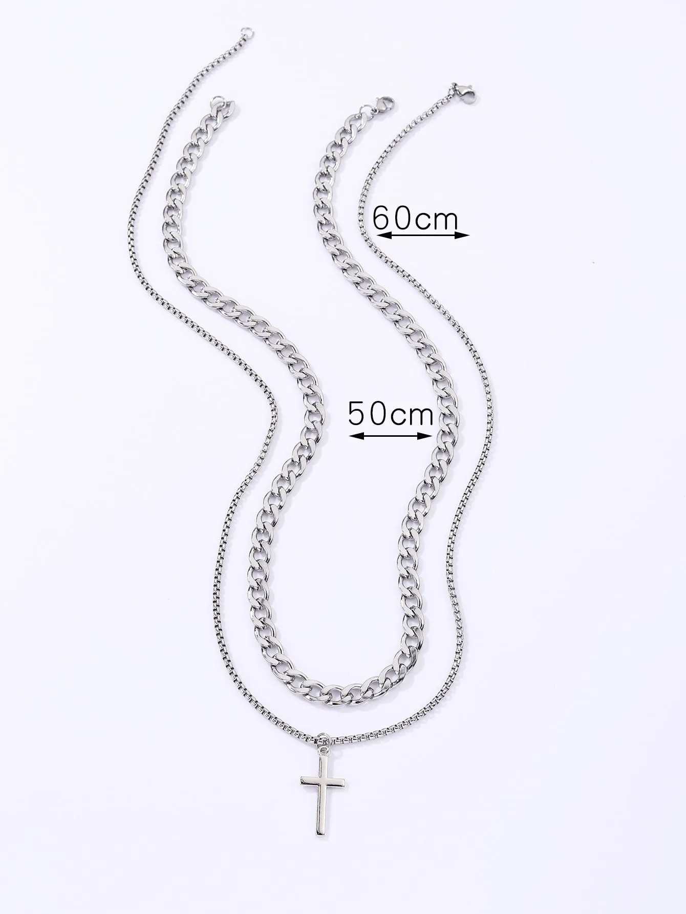 2pcs Cross Charm Chain Necklace for Men and Women Gift for Him