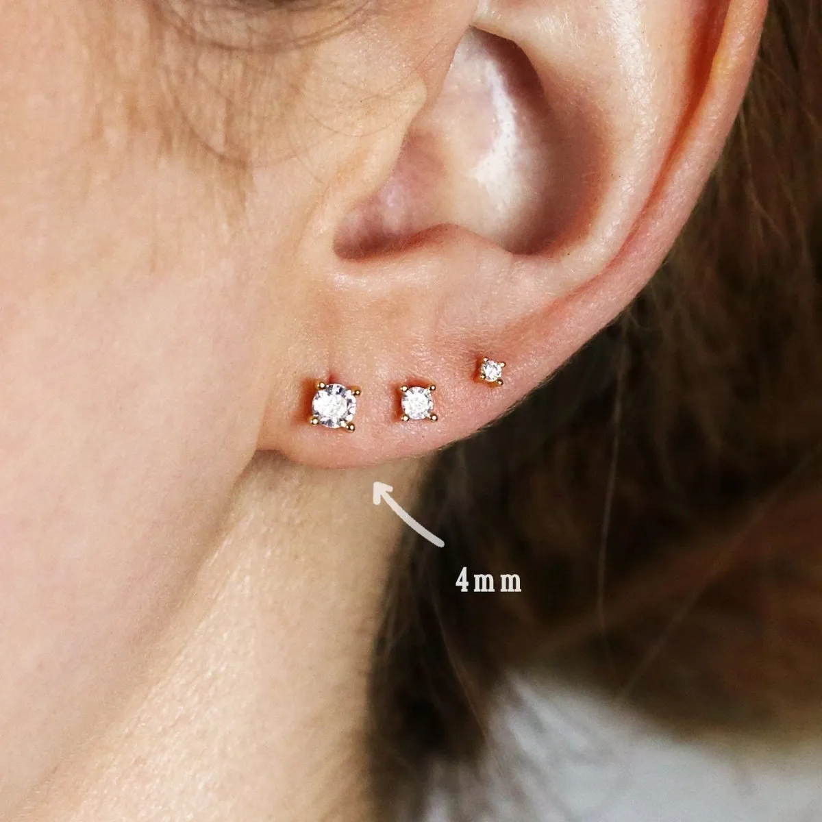 4mm CZ Studs, White, Emerald, Turquoise, Unisex, Gold, Silver SHEMISLI - SS074, SS088, SS092