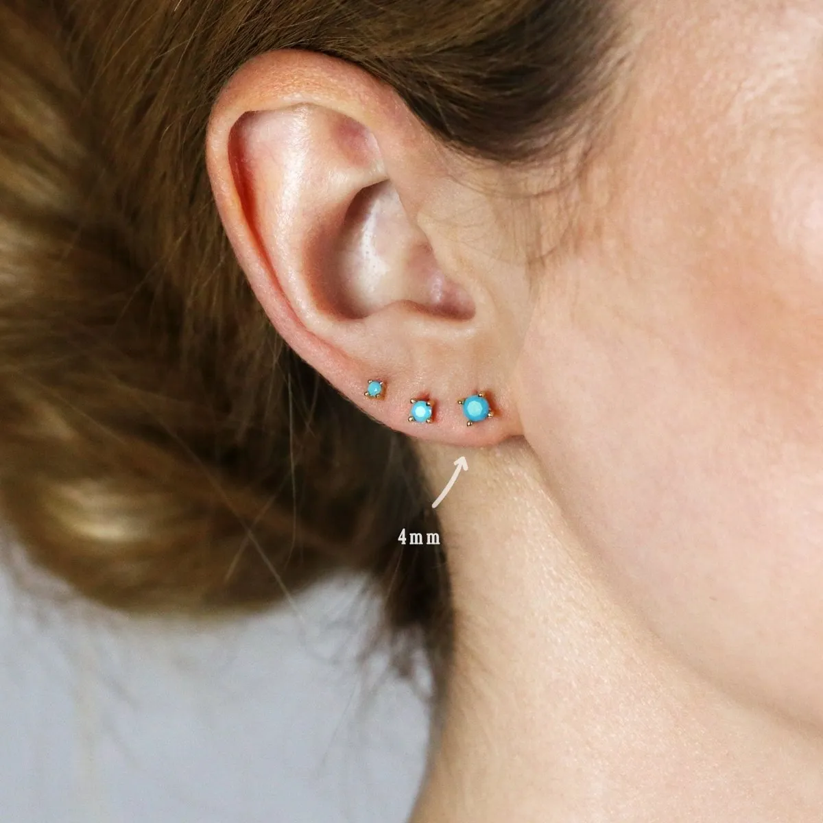 4mm CZ Studs, White, Emerald, Turquoise, Unisex, Gold, Silver SHEMISLI - SS074, SS088, SS092