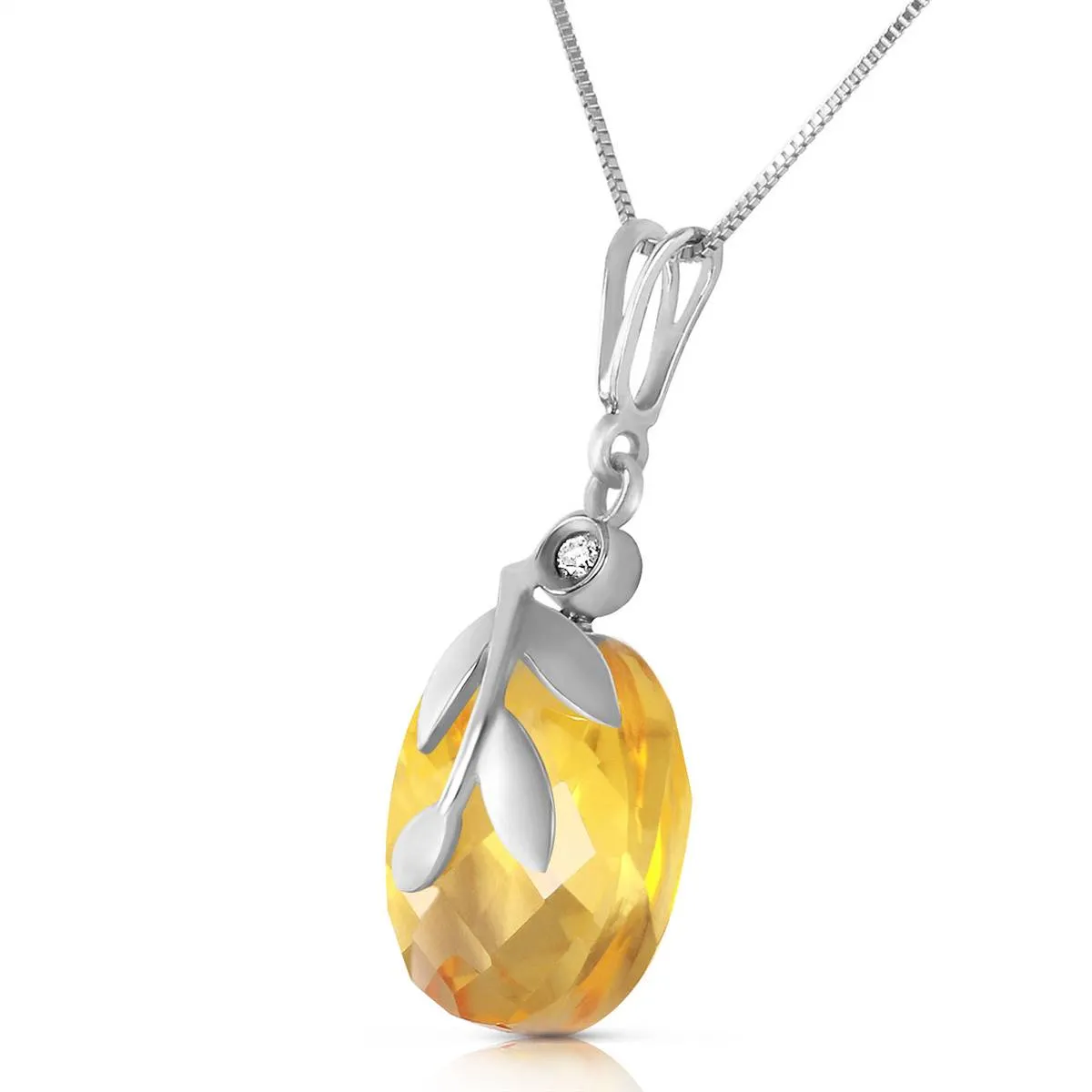 5.32 Carat 14K Solid White Gold Necklace Checkerboard Cut Citrine Diamond