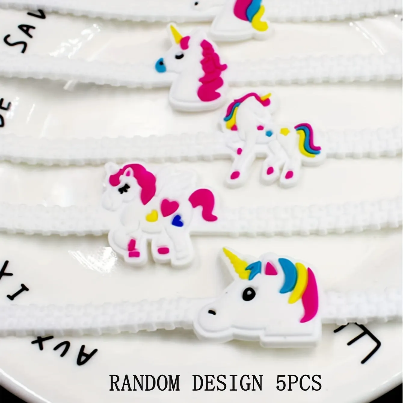 5pcs Plastic Unicorn Slap Bracelets for Magical Birthday Parties