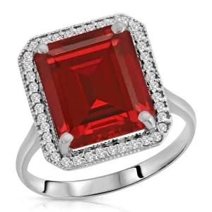 7.45 Carat 14K Solid White Gold Compliments Ruby Diamond Ring