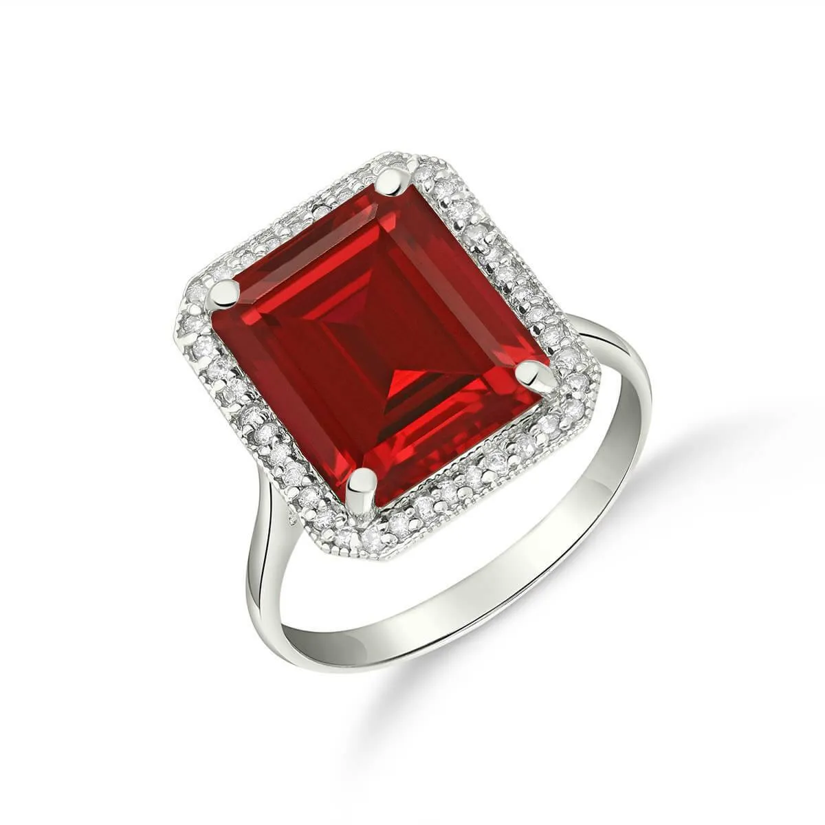 7.45 Carat 14K Solid White Gold Compliments Ruby Diamond Ring