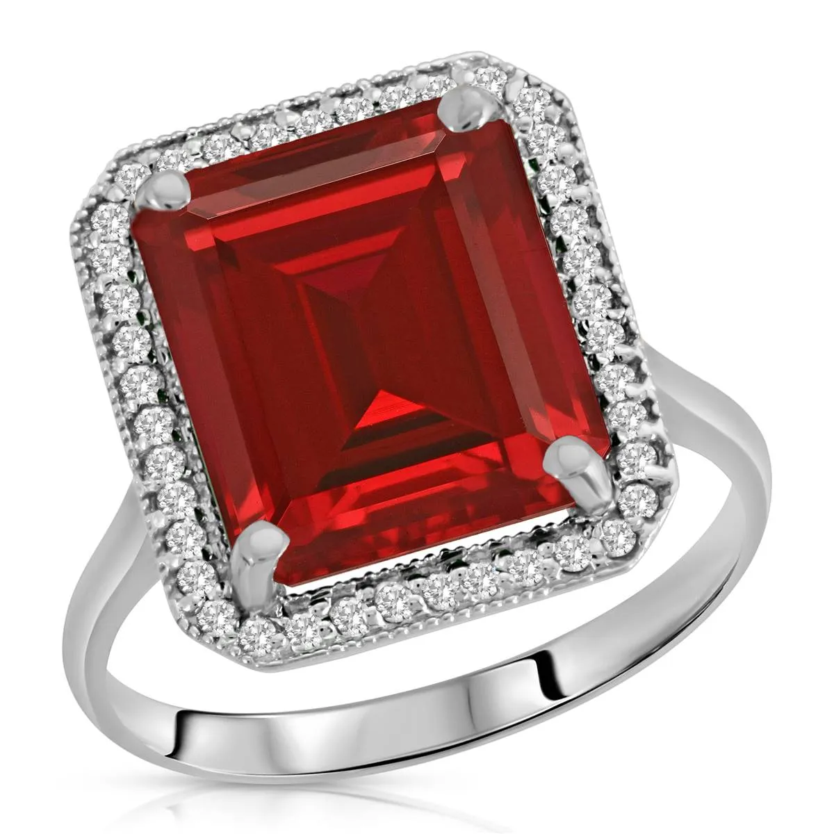 7.45 Carat 14K Solid White Gold Compliments Ruby Diamond Ring