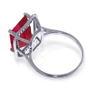 7.45 Carat 14K Solid White Gold Compliments Ruby Diamond Ring