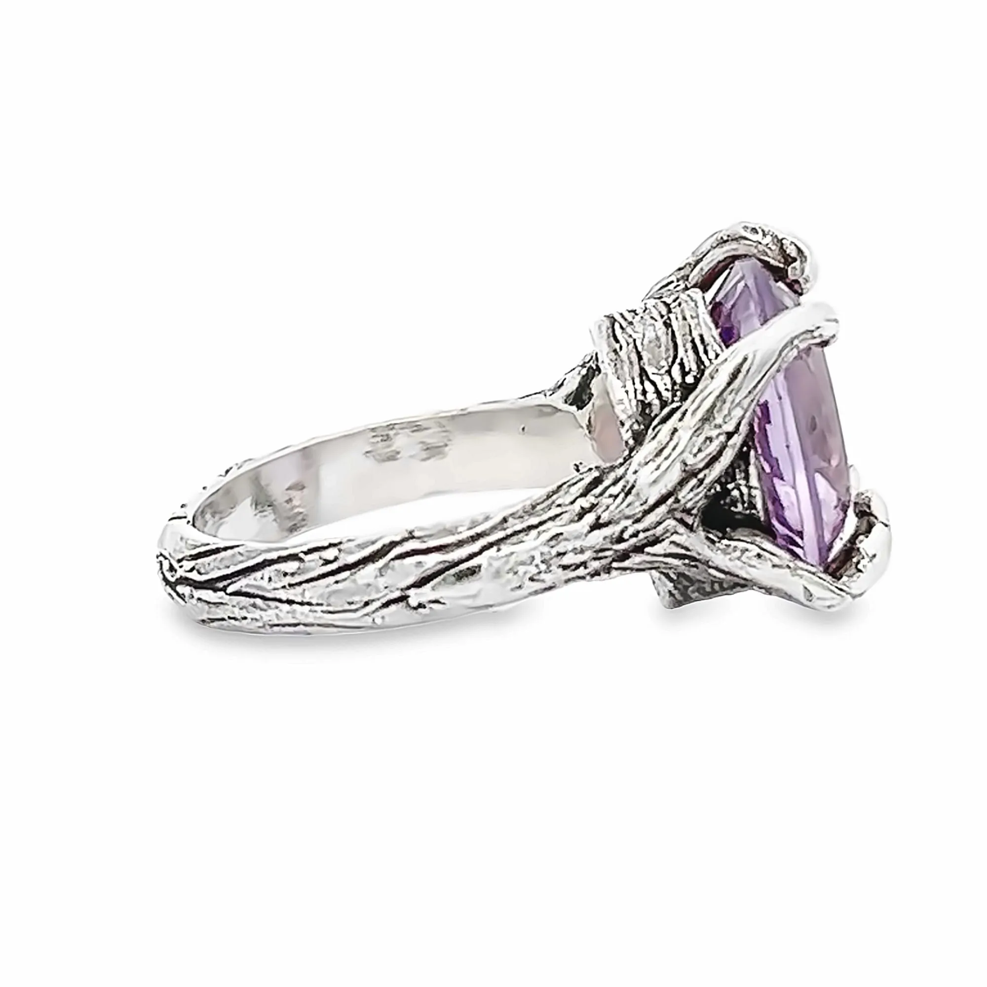 8.5 ct Cushion Cut Amethyst Sterling Silver Cocktail Ring