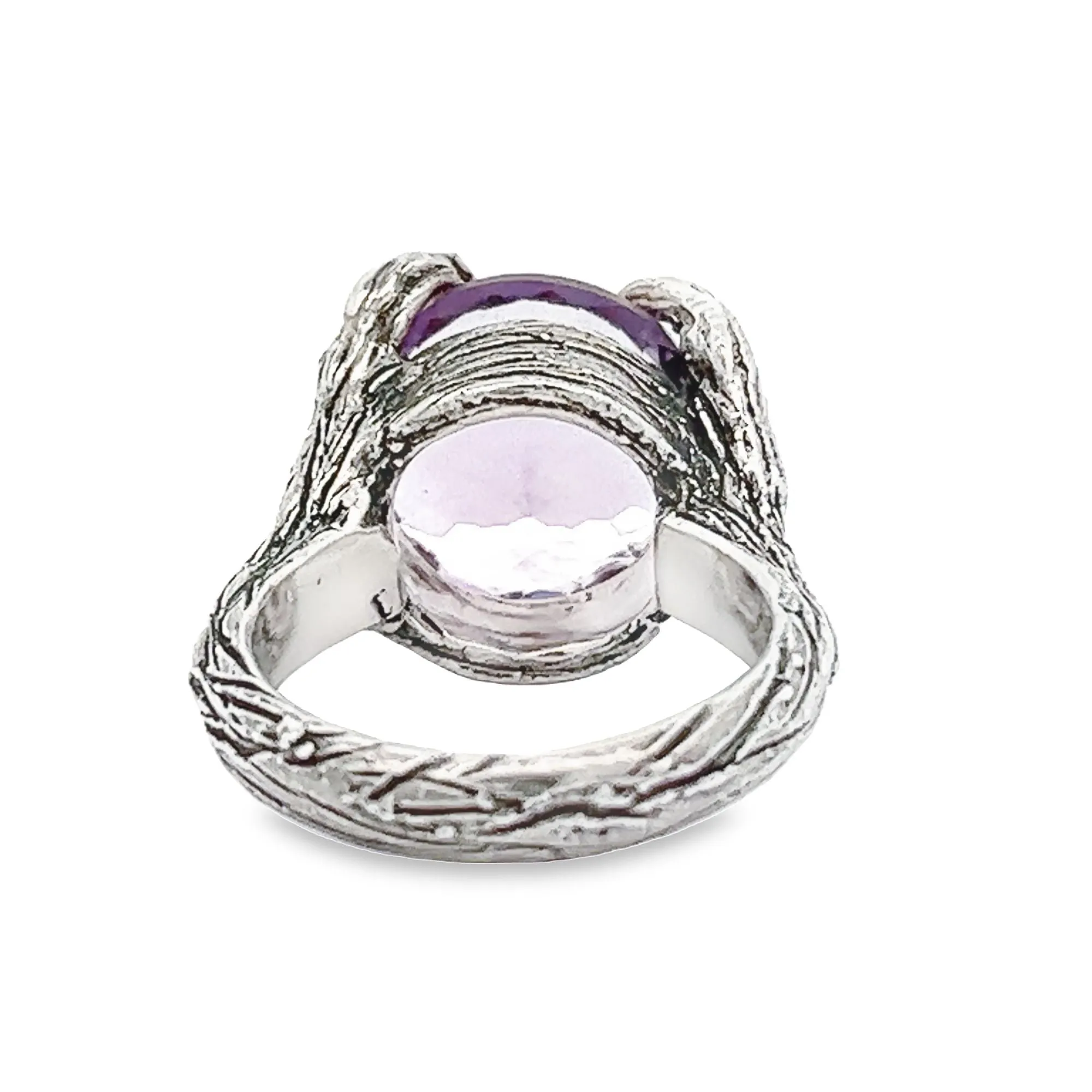 8.5 ct Cushion Cut Amethyst Sterling Silver Cocktail Ring