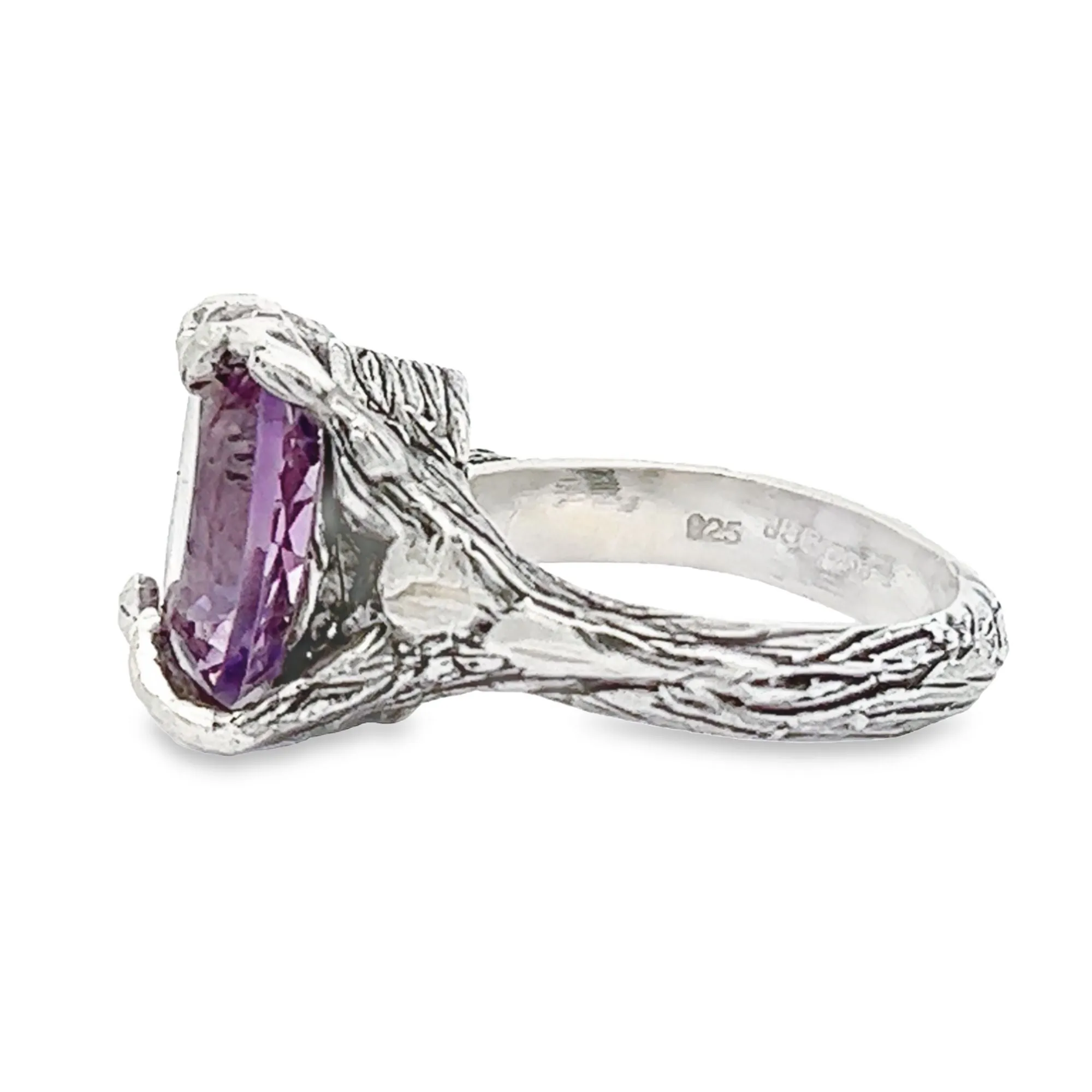 8.5 ct Cushion Cut Amethyst Sterling Silver Cocktail Ring