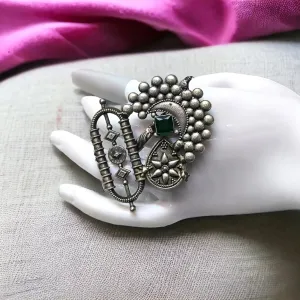 Aadrika Silver Lookalike Oxidised Fusion Ring
