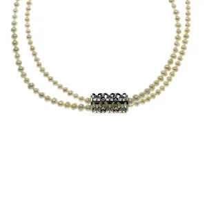 All The World's A Stage Sterling Silver White Pearl Necklace