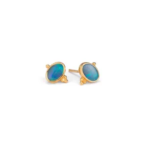 Anara Stud, Blue Opal, Gold