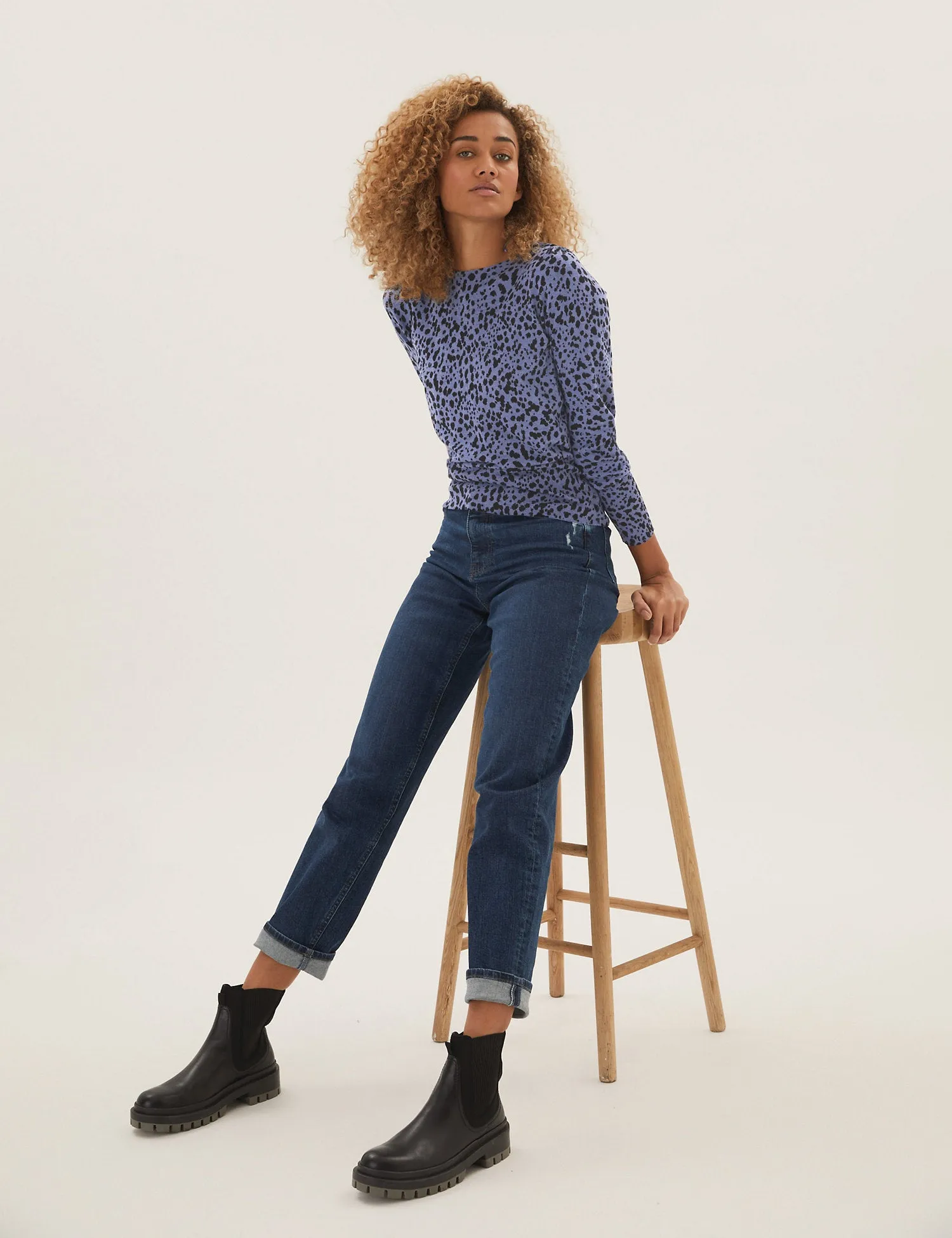 Animal Print Blouson Sleeve Jumper