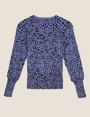 Animal Print Blouson Sleeve Jumper