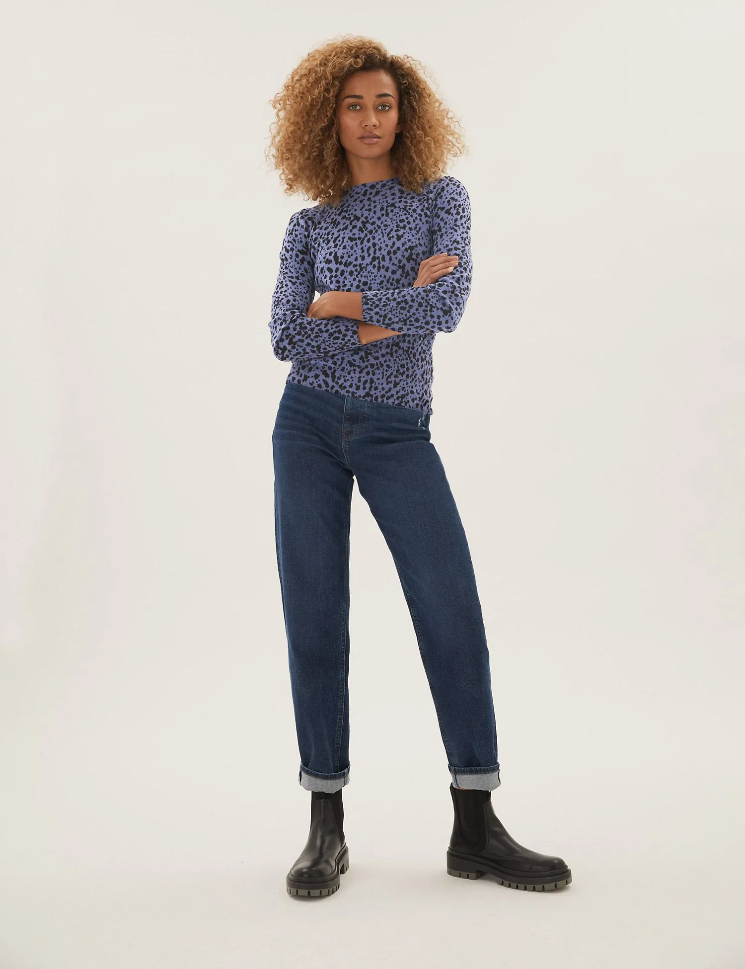 Animal Print Blouson Sleeve Jumper