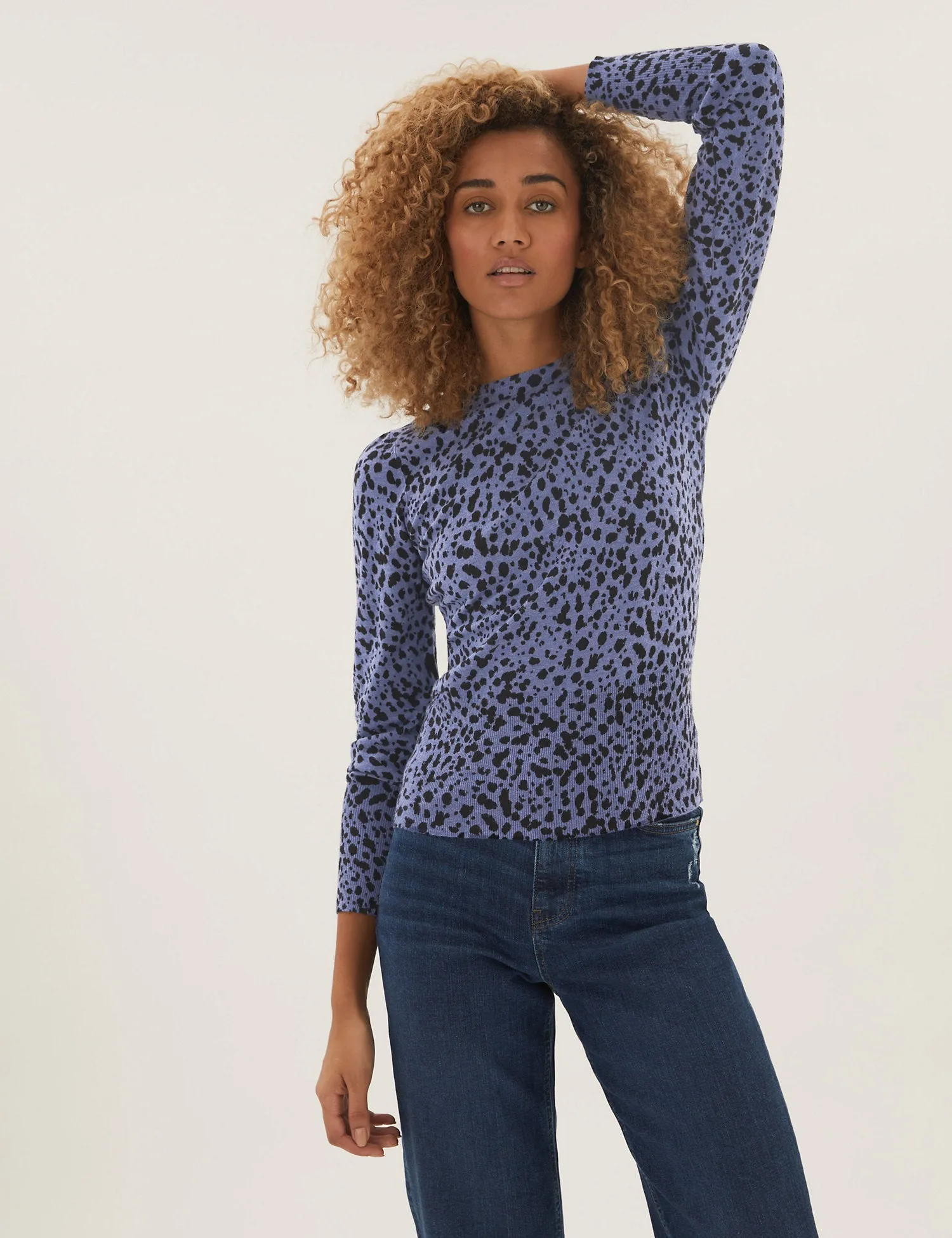 Animal Print Blouson Sleeve Jumper