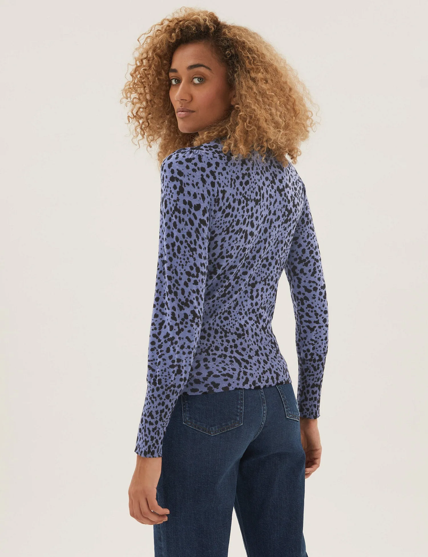 Animal Print Blouson Sleeve Jumper