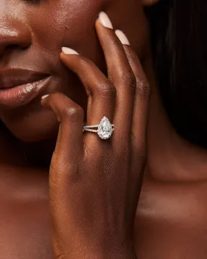 Aurora Sterling Silver Pear CZ Engagement Ring