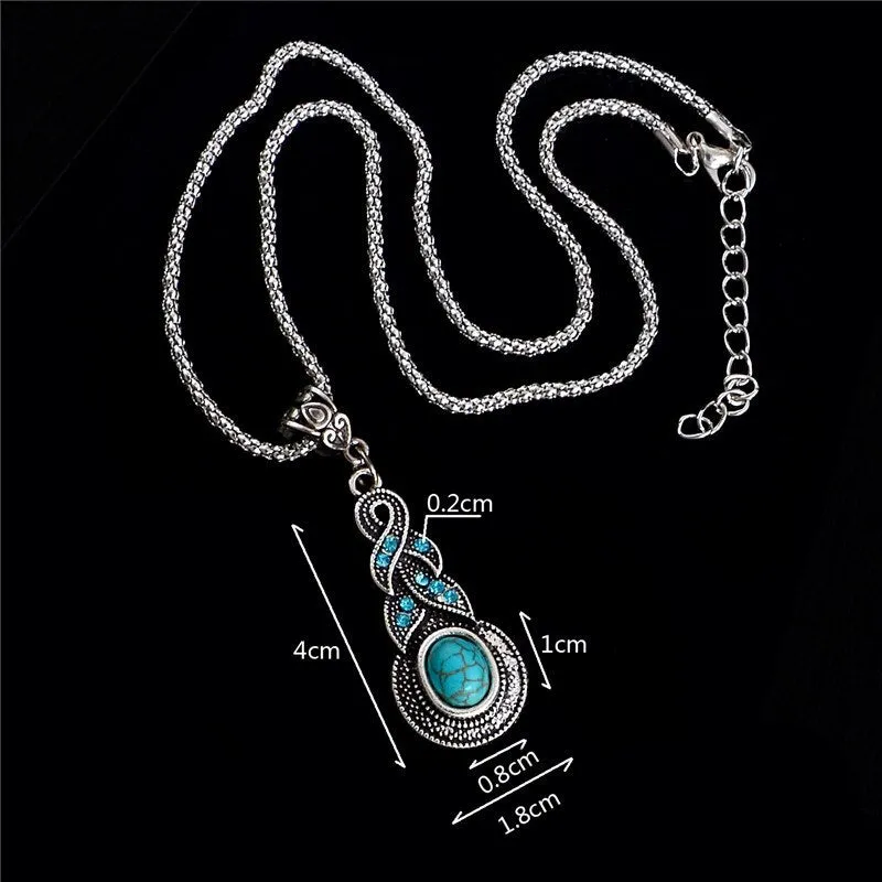 Bohemian Style Natural Stone Pendant Necklace for Women
