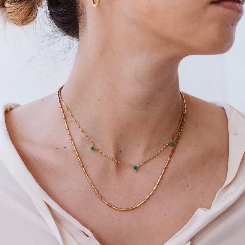 Celestial Necklace, Green Onyx, Gold