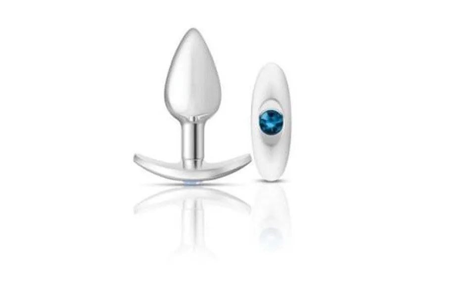 Luxury Silver Anchor Butt Plug Set with Clear and Pink Jewel Charms
