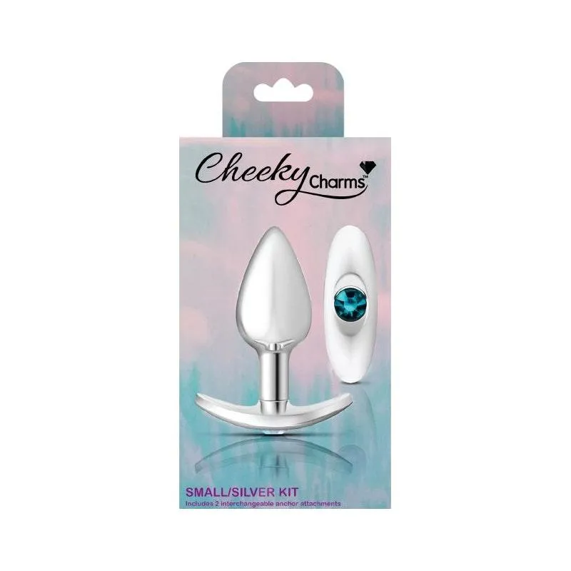 Luxury Silver Anchor Butt Plug Set with Clear and Pink Jewel Charms