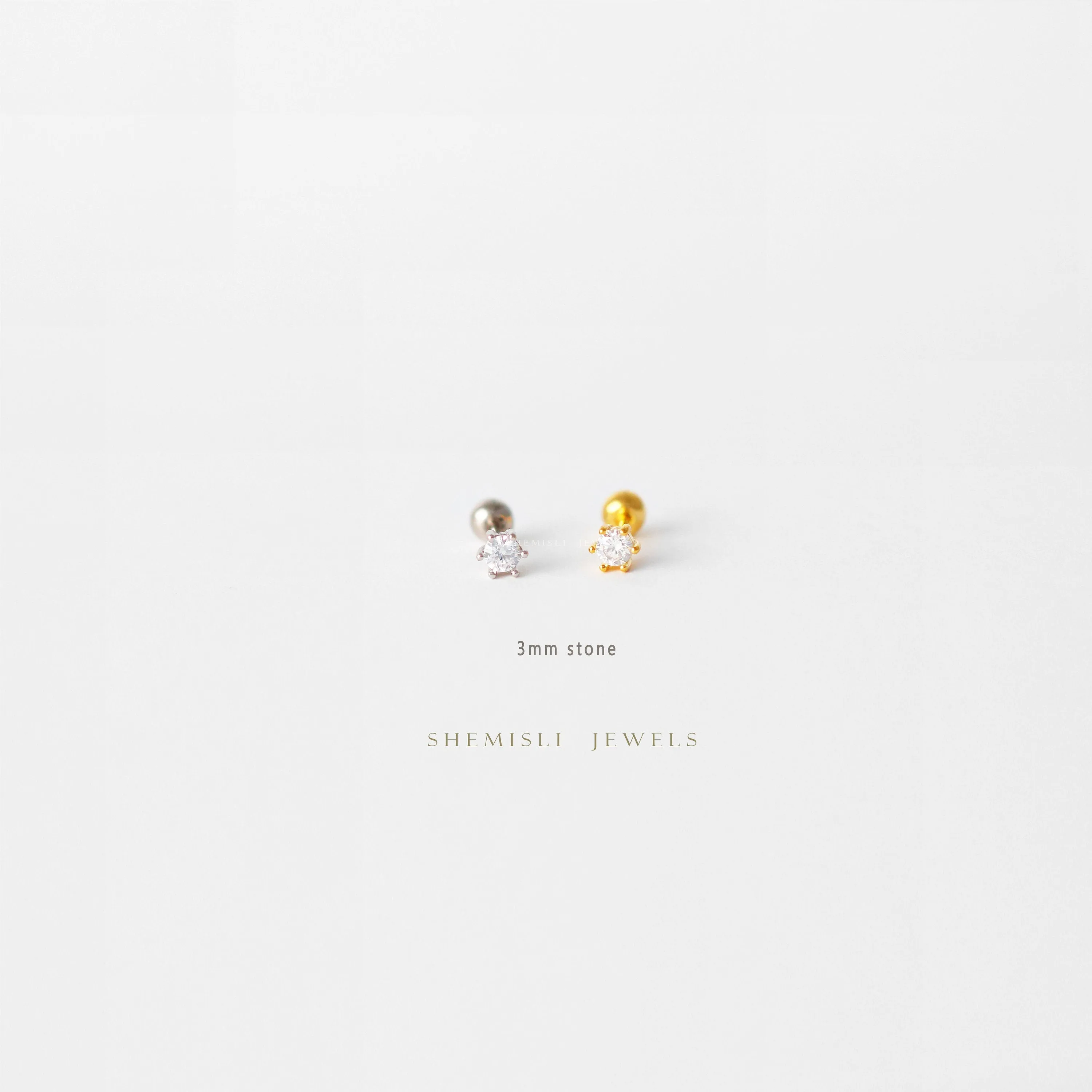 Dainty Clear CZ Studs, 2, 2.5, 3mm Unisex, Gold, Silver SS800, SS801, SS802 Butterfly End, SS786, SS787, SS788 Screw Ball End (Type A)
