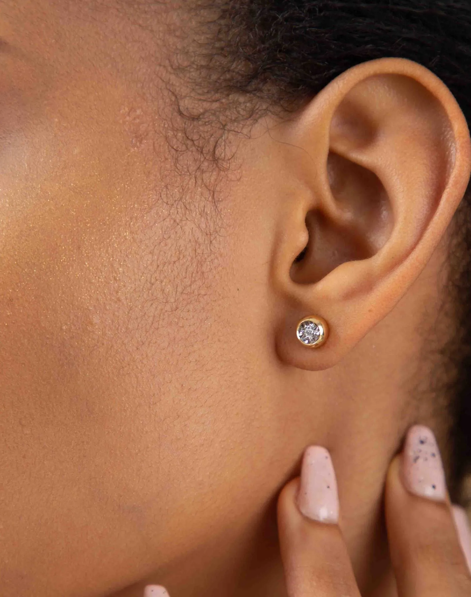 Diamond Ball Stud Earrings in 18K Gold