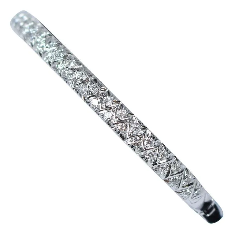 DIAMOND  Bangle Bracelet with 14 Karat White Gold