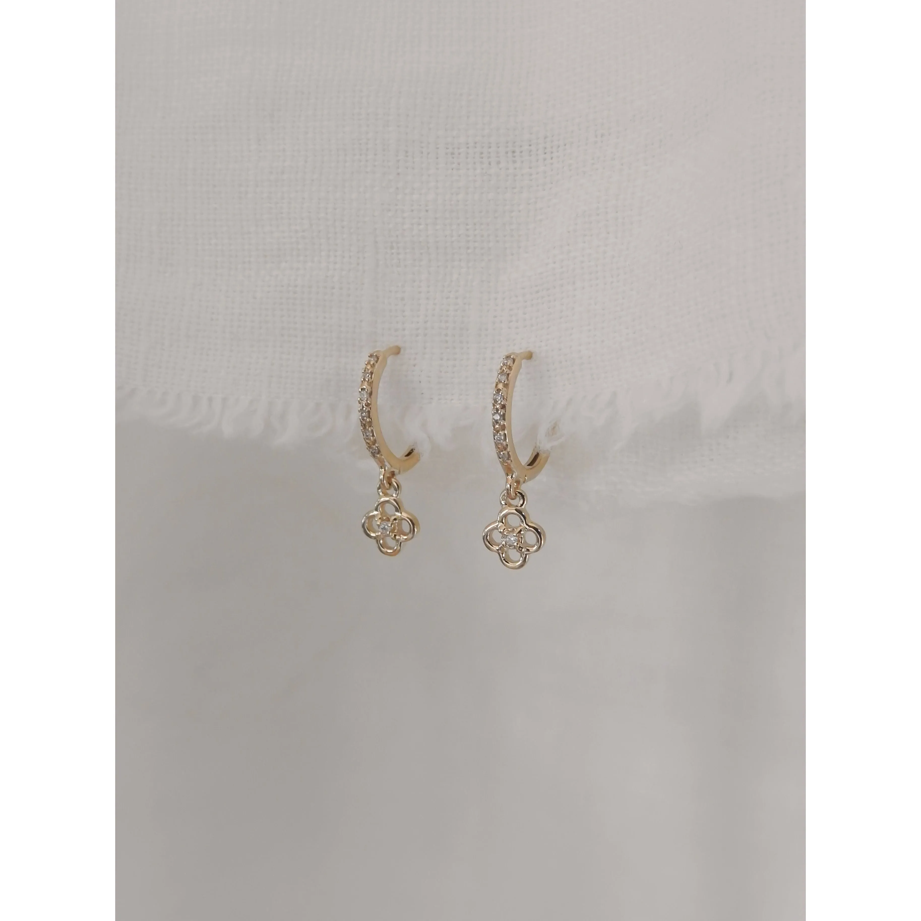 Diamond Charm Huggie Hoops