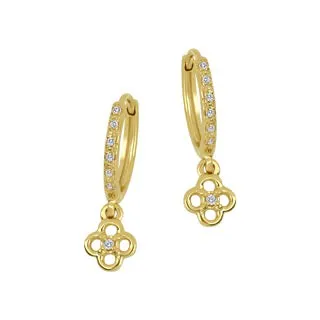 Diamond Charm Huggie Hoops