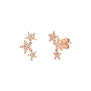 Diamond Trio of Stars Crawler Earrings
