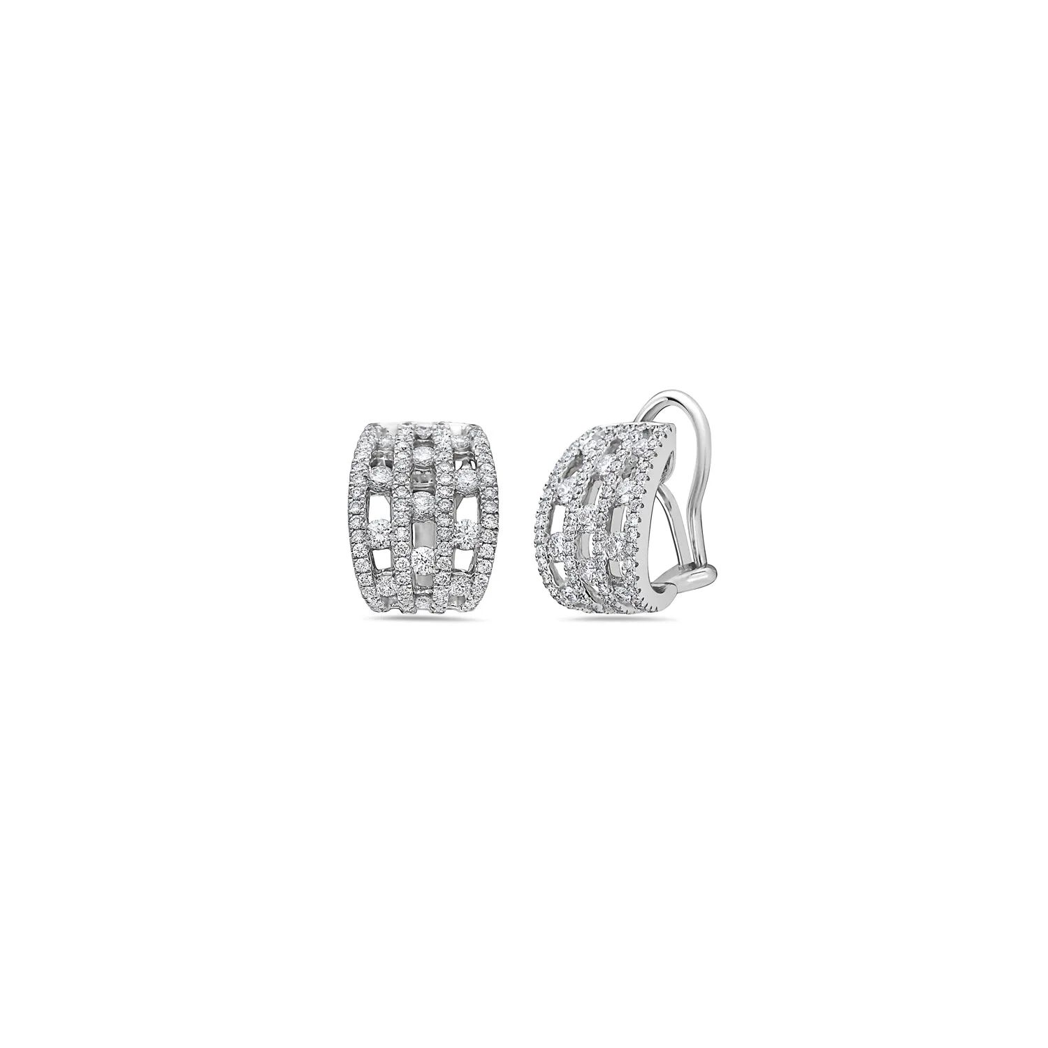 Diamond Triple Row Stud Earring