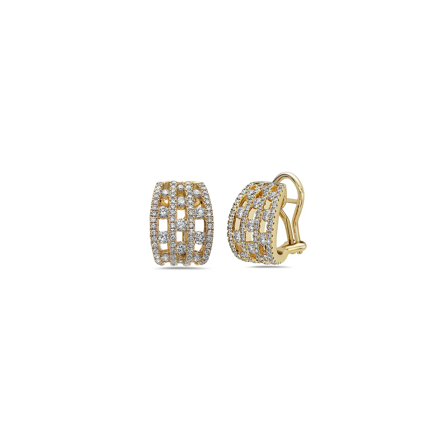 Diamond Triple Row Stud Earring