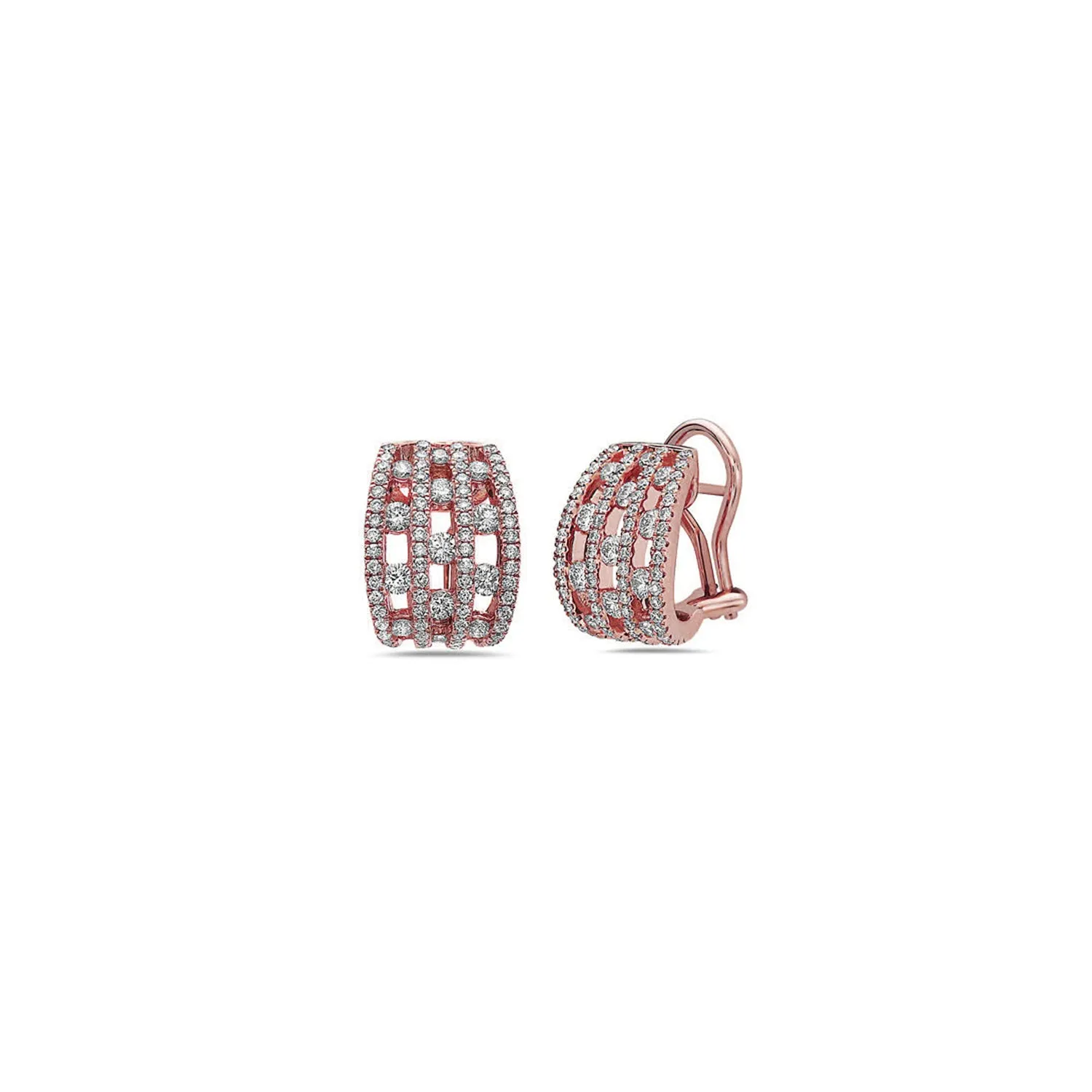 Diamond Triple Row Stud Earring