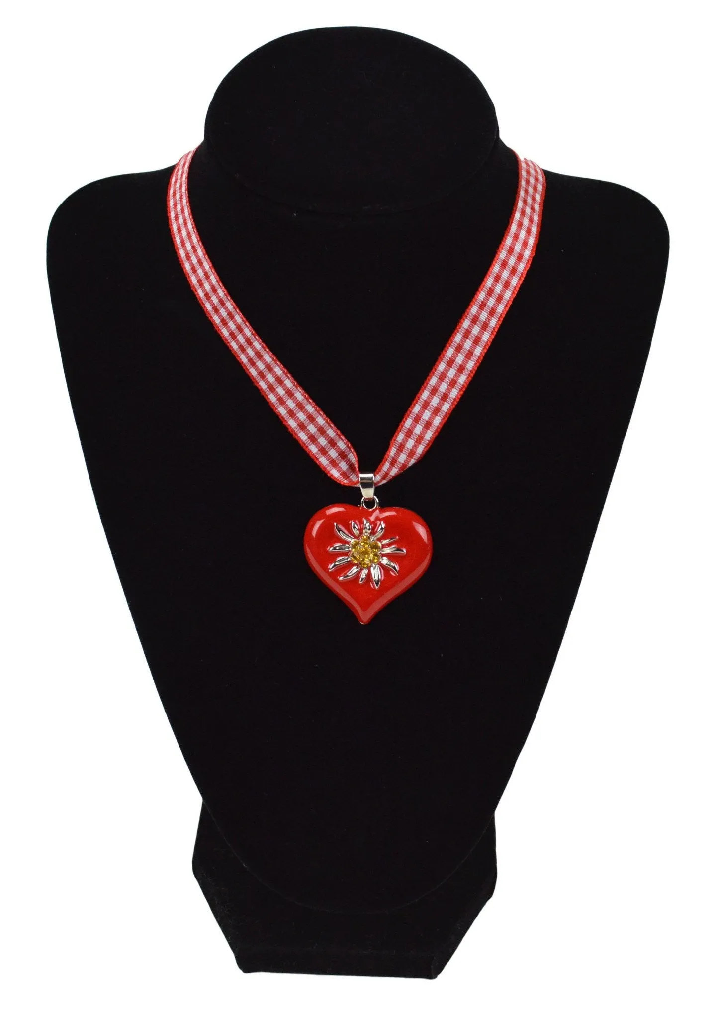 Edelweiss Red Heart Oktoberfest Costume Necklace