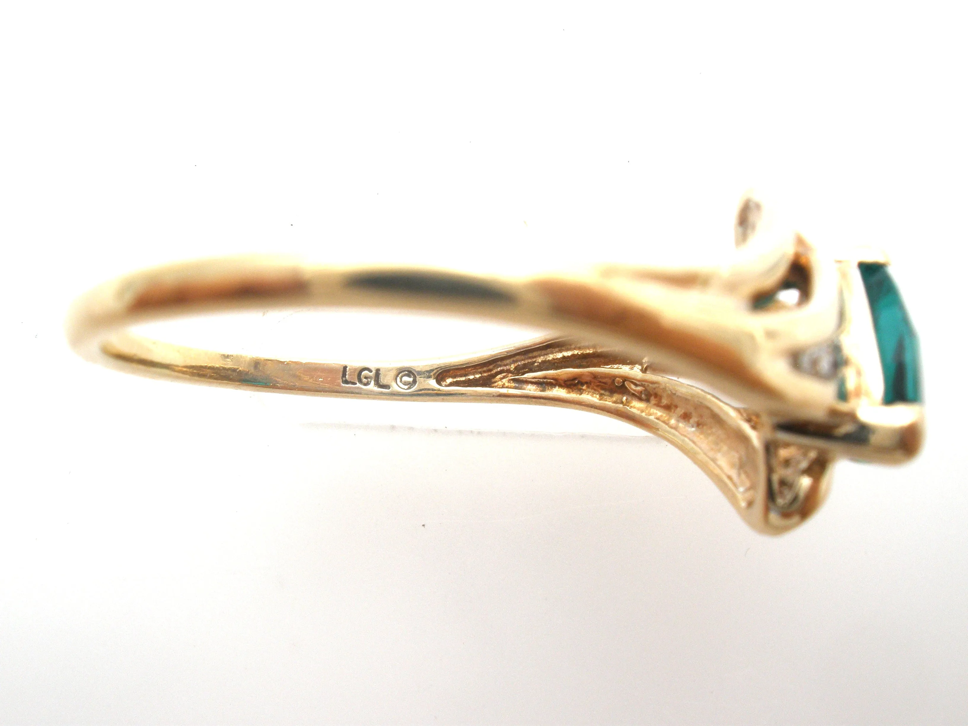 Emerald & Diamond 10K Gold Ring Size 10